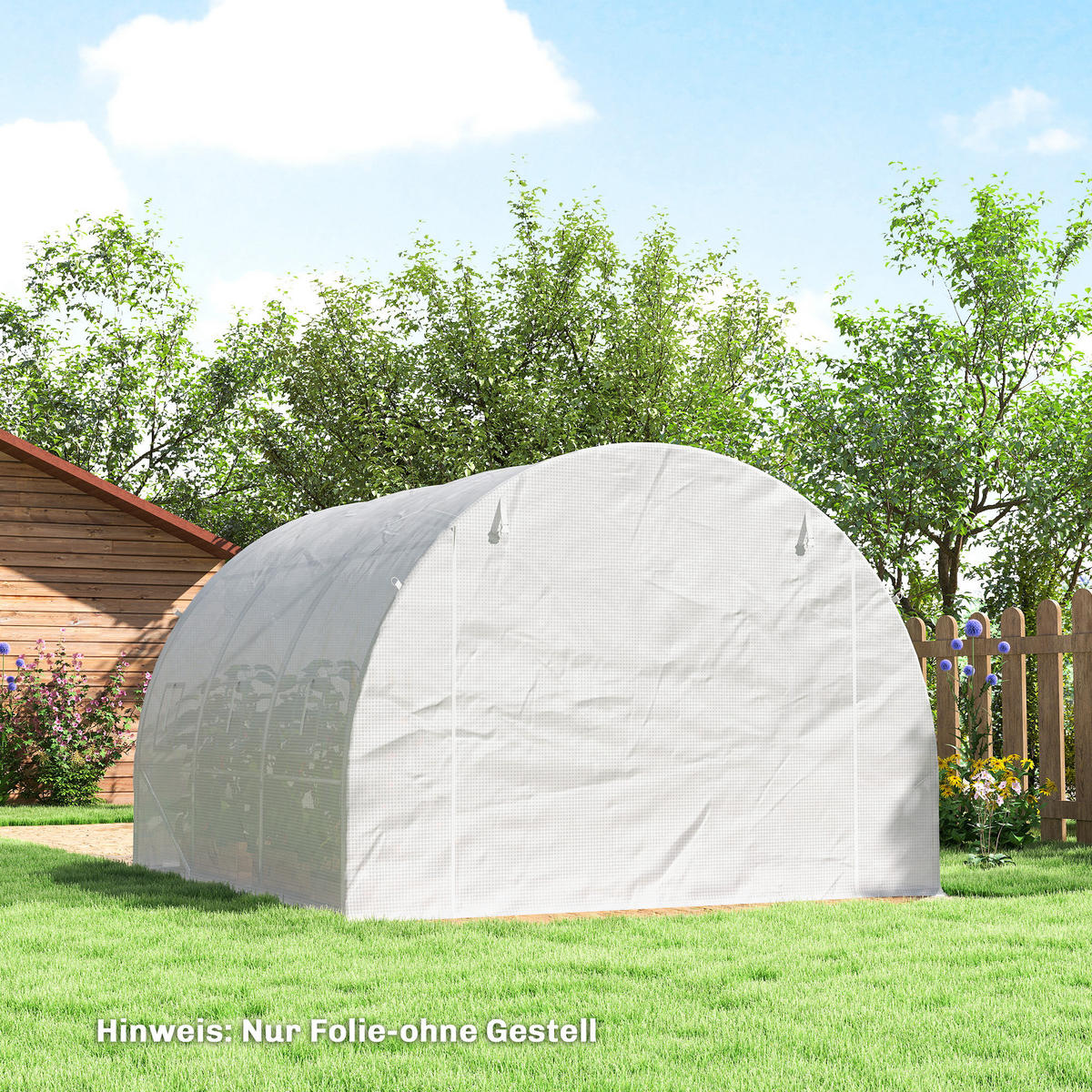 GEWÄCHSHAUSFOLIE DE-05797 mit Rolltür und 6 Fenstern 3 × 3 × 2 m Weiß - Weiß, Kunststoff (300/200/300cm) - ComfortXL