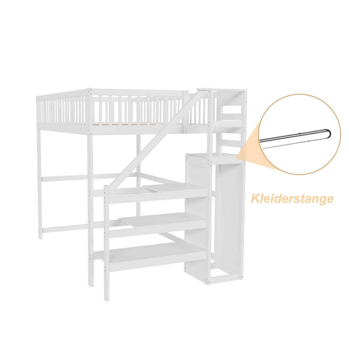 HOCHBETT Kinder Weiß 140x200 cm 2-tlg. - Weiß, Holz (140/200cm) - ComfortXL