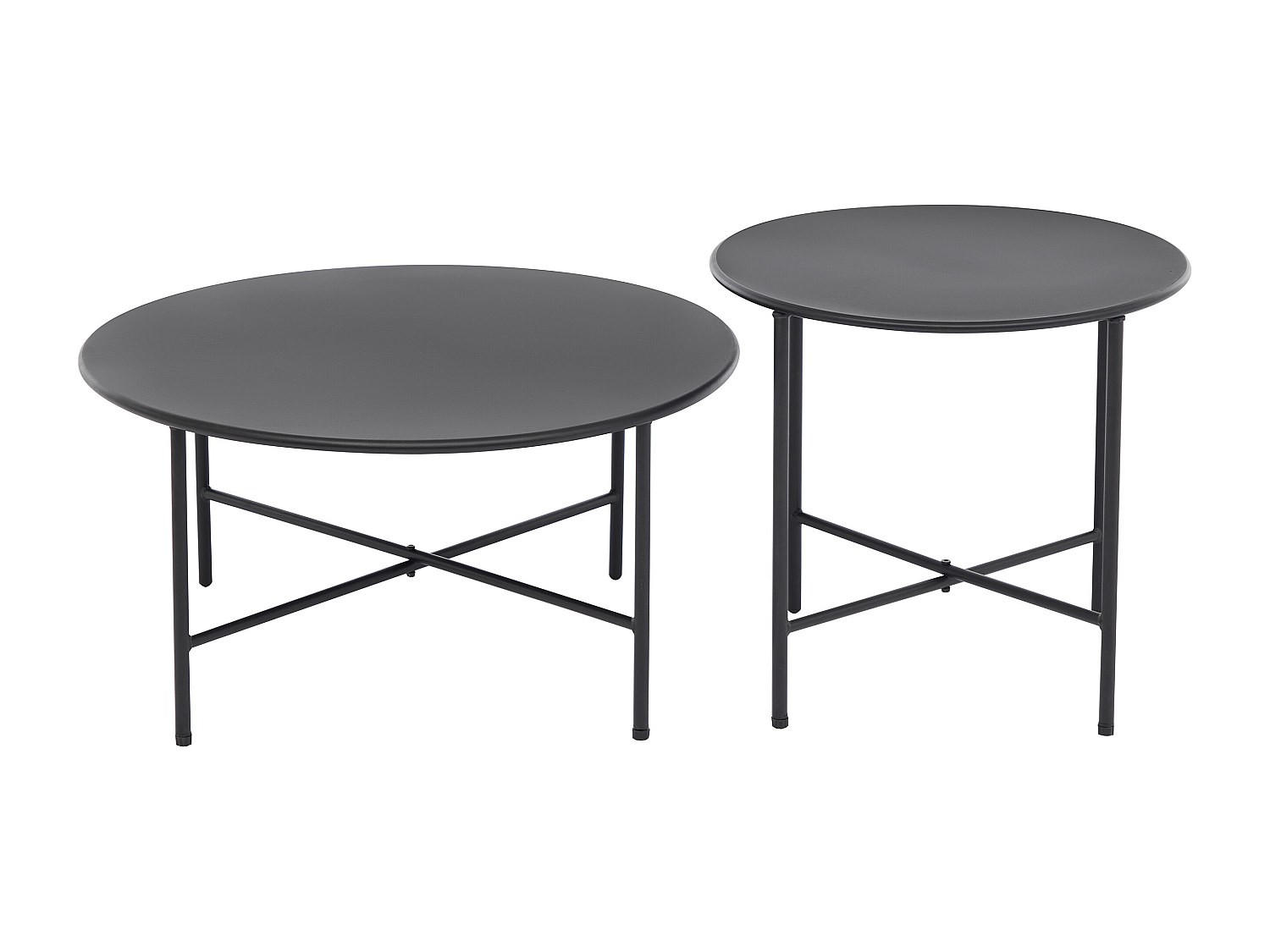 GARTENBEISTELLTISCH 2er-Set - 70 cm x 70 cm - Metall - Schwarz - NIKAO - Schwarz, Metall (70/70/45.5cm) - Vente-Unique