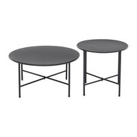 GARTENBEISTELLTISCH 2er-Set - 70 cm x 70 cm - Metall - Schwarz - NIKAO - Schwarz, Metall (70/70/45.5cm) - Vente-Unique