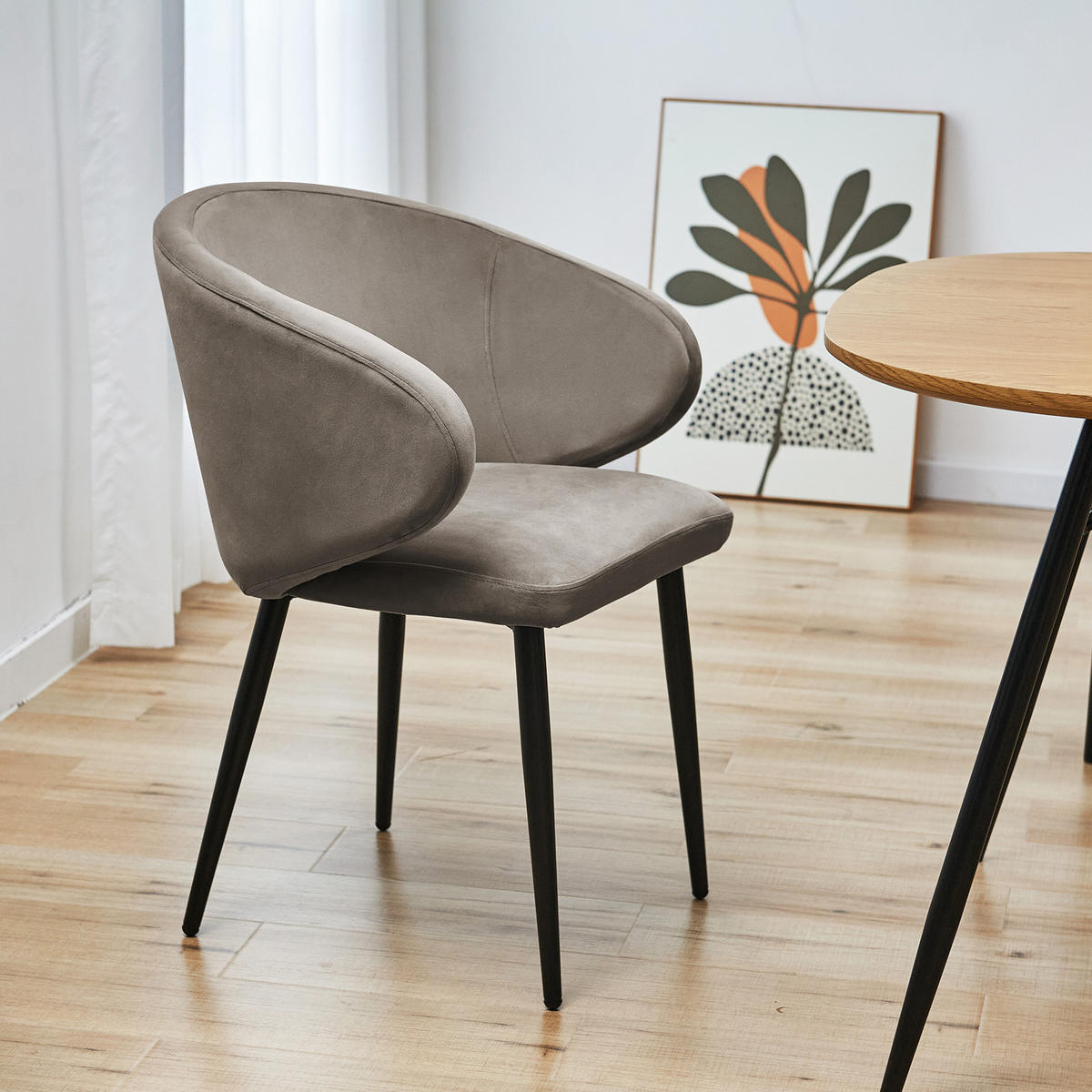 ESSZIMMERSTÜHLE AUDREY (2er Set) - Taupe/Schwarz, Textil/Metall (57/77/56cm) - SVITA