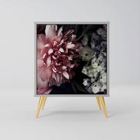 SIDEBOARD PURE BLOSSOM, Grau, 57,5x42x75,5 cm, Goldfarbene Metallfüße - Goldfarben/Multicolor, Holzwerkstoff/Metall (57.5/75.5/42cm) - SpaceRebels