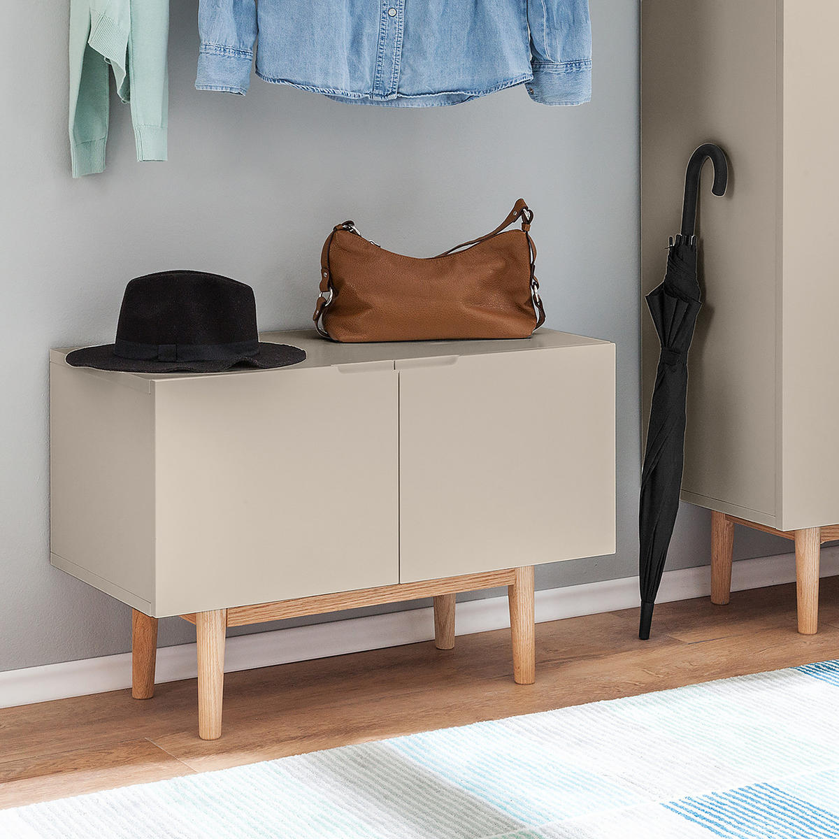 SCHUHKOMMODE - Taupe, Eichenholz/Holz (76/52/37cm) - home24