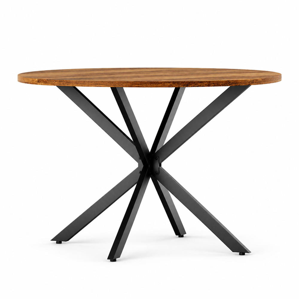 ESSTISCH rund X-Gestell Retro Braun/Schwarz Ø 120 cm - Schwarz/Braun, Holzwerkstoff/Metall (120/120/78cm)