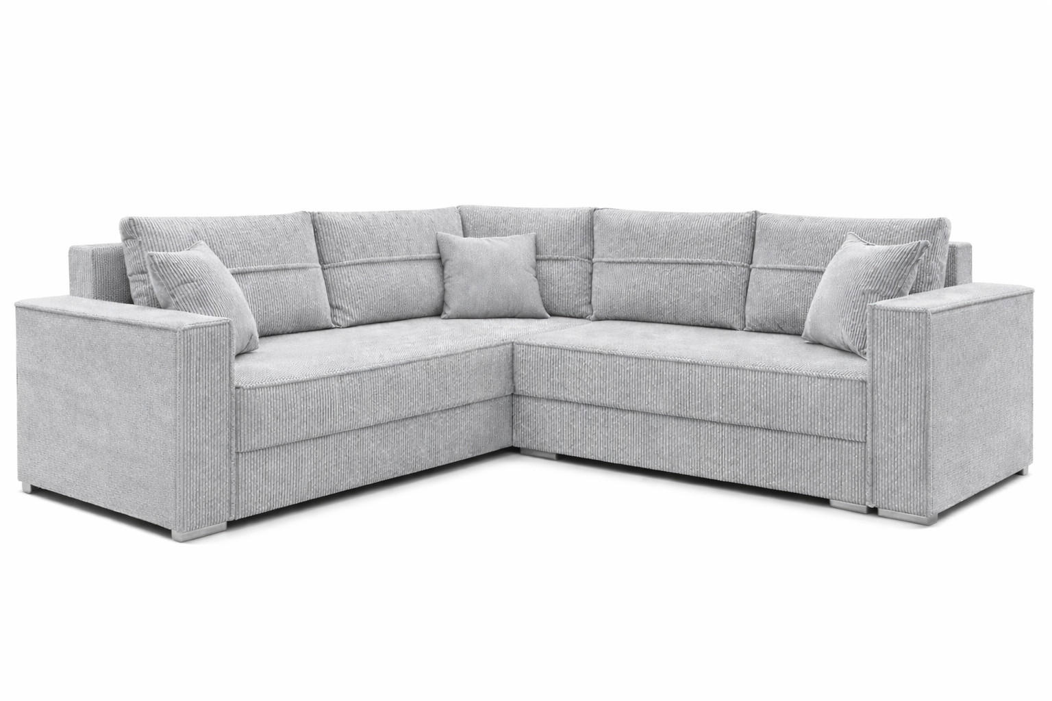 ECKSOFA PARIS – L-Form mit Schlaffunktion & Bettkasten Flauschiger Cord Stoff POSO Grau - Grau, Kunststoff (239/222cm) - Wohnideebilder
