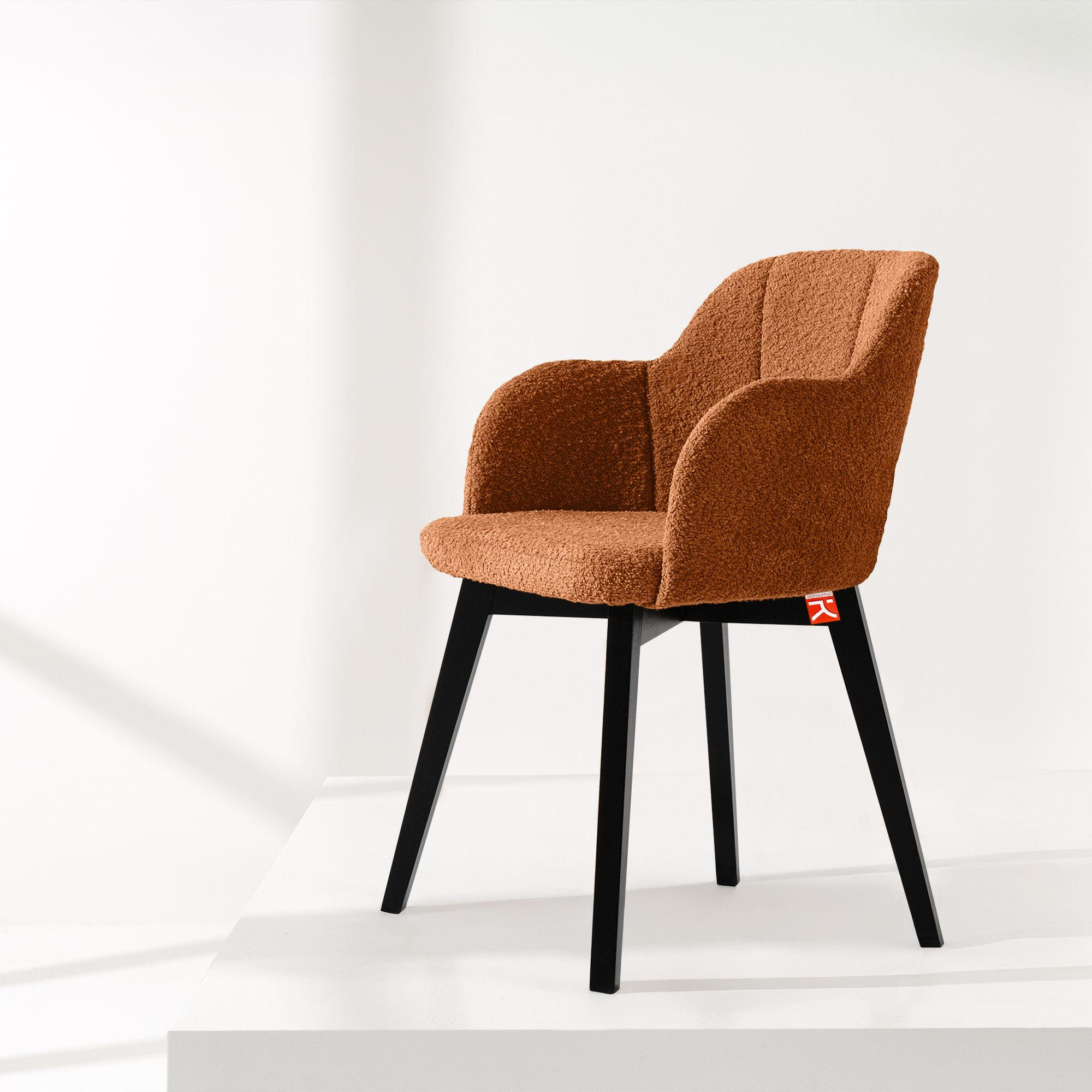 POLSTERSTUHL LONIS Esszimmerstühle 2er Set - Rot/Schwarz, Holz/Textil (55/82/54cm) - KONSIMO®