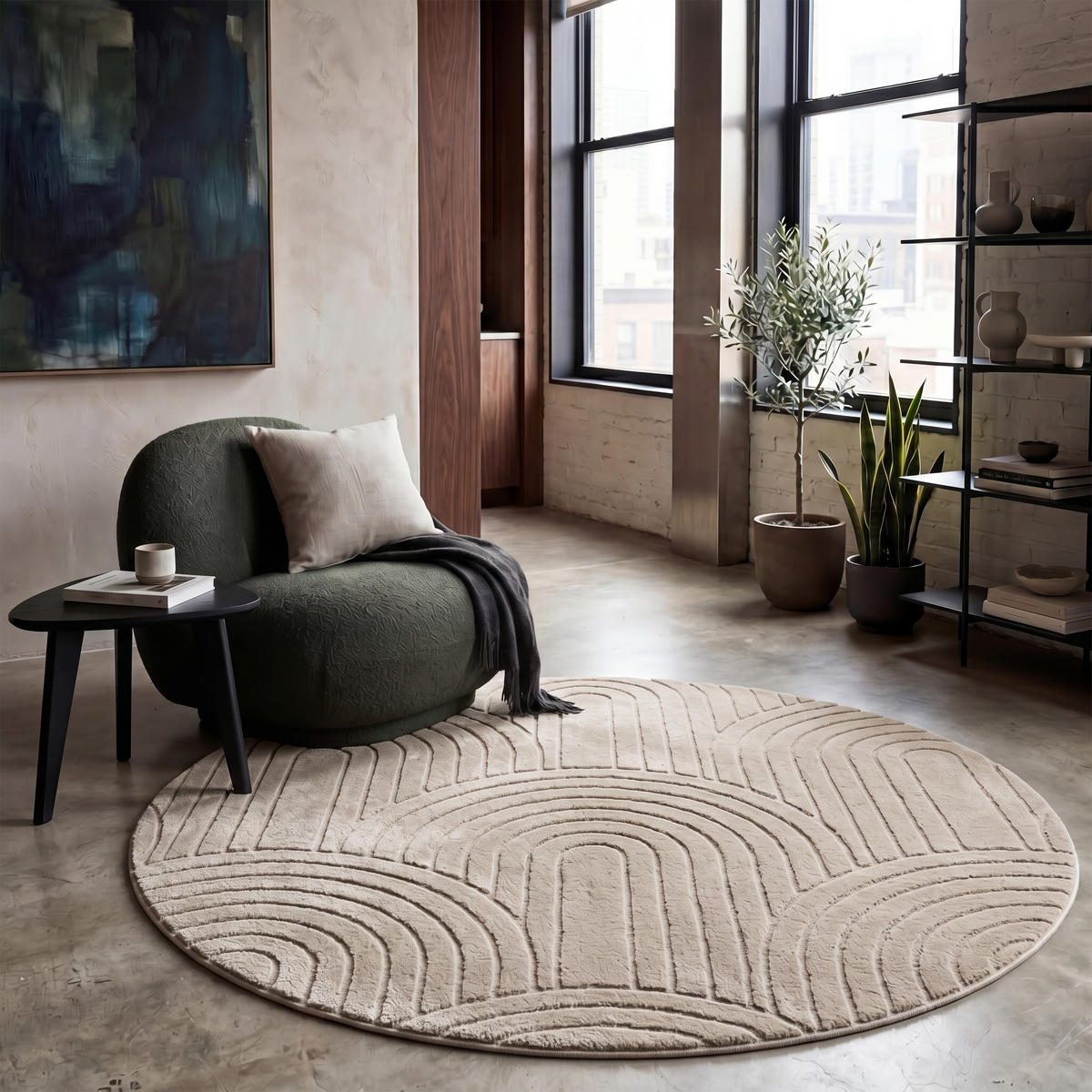 HOCHFLORTEPPICH 160/160 cm Tokio 471 - Beige, Kunststoff (160/160cm) - Paco Home