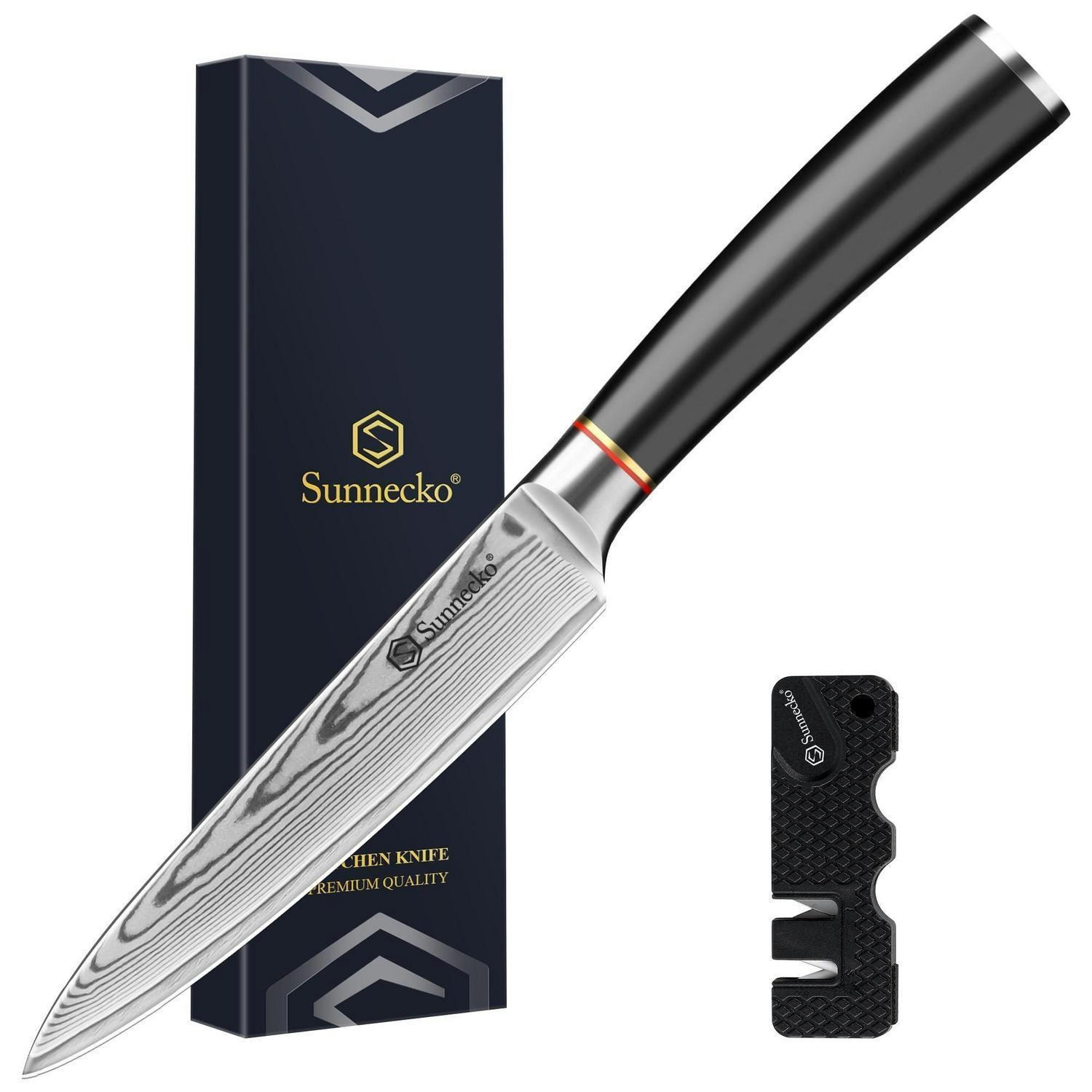 KÜCHENMESSER Damast 13 cm - Silberfarben, Metall (23.3cm)