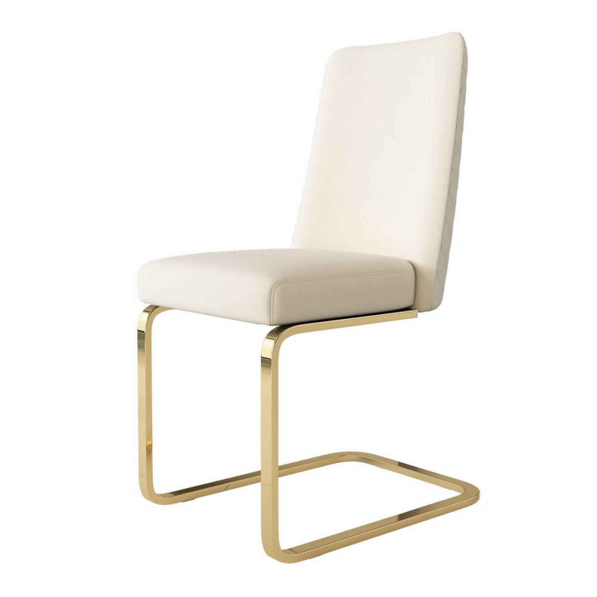 SCHWINGSTUHL 2-er Set Freischwinger,Esszimmerstuhl mit goldenen Stuhlbeinen,Samt,Beige - Beige, Metall (45/88/42cm) - LVHOM