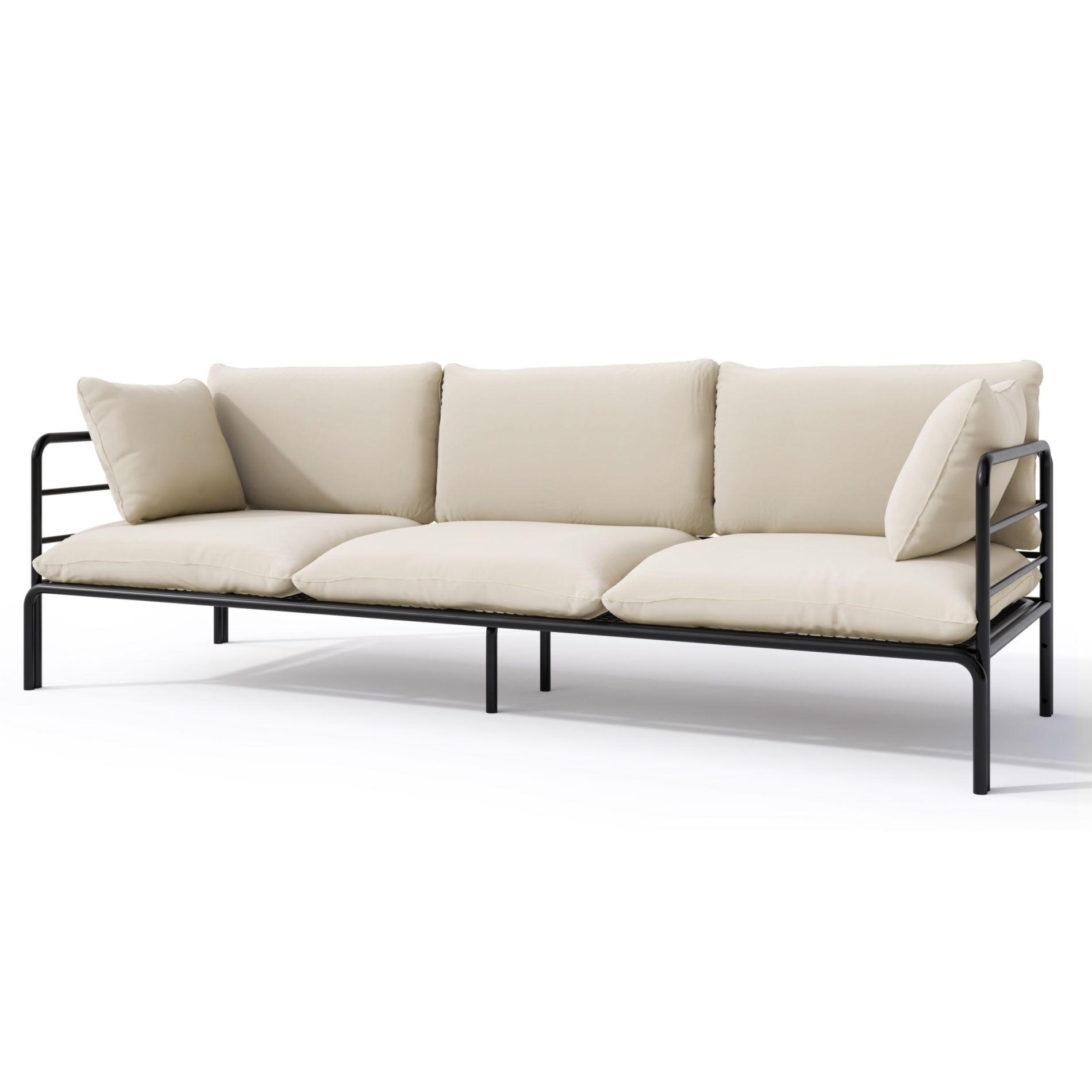 GARTEN-SOFA Worcully Beige/Schwarz - Beige, Textil (225/80/80cm) - Selsey
