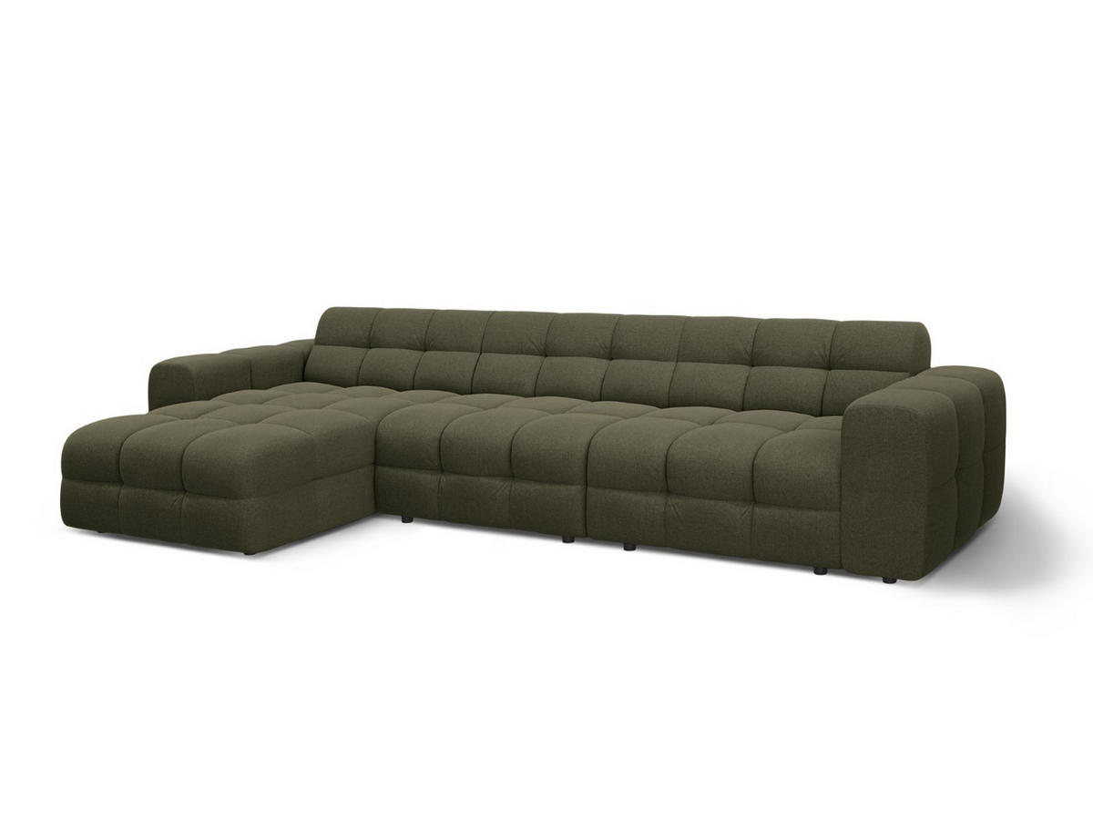 ECKSOFA links Kendal aus strukturiertem Stoff amazonasgrün 5 Sitzplätze - Waldgrün, Textil (173/357cm) - Micadoni