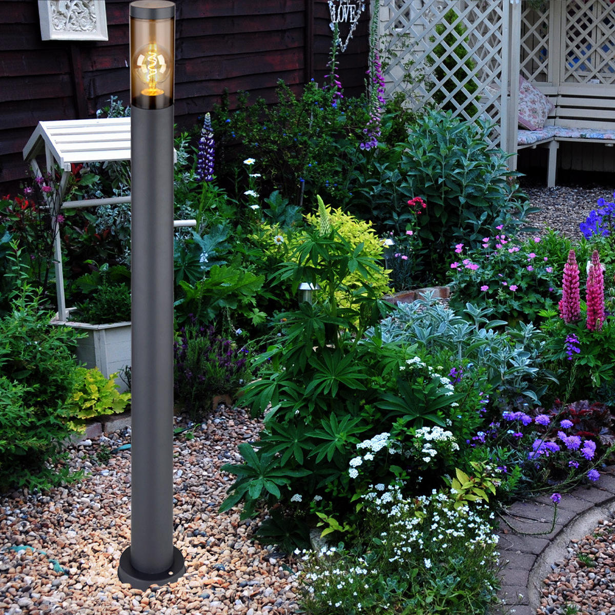 LED STEHLEUCHTE Boston Anthrazit Edelstahl - Anthrazit, Metall (12.7/12.7/110cm) - Globo Lighting