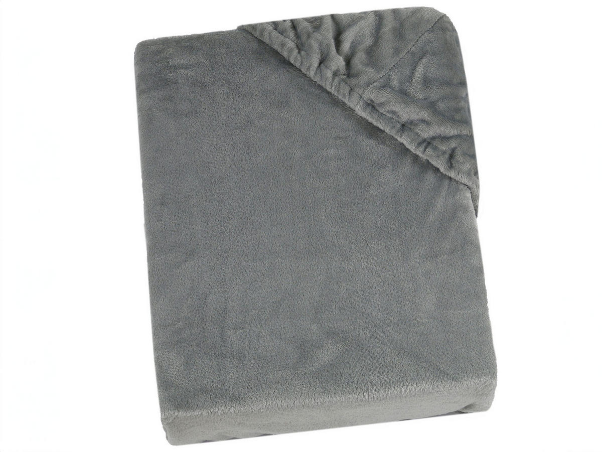 SPANNBETTLAKEN, 180-200x200 cm, 100% Polyester, Grau - Anthrazit, Textil (180/200cm) - Zollner