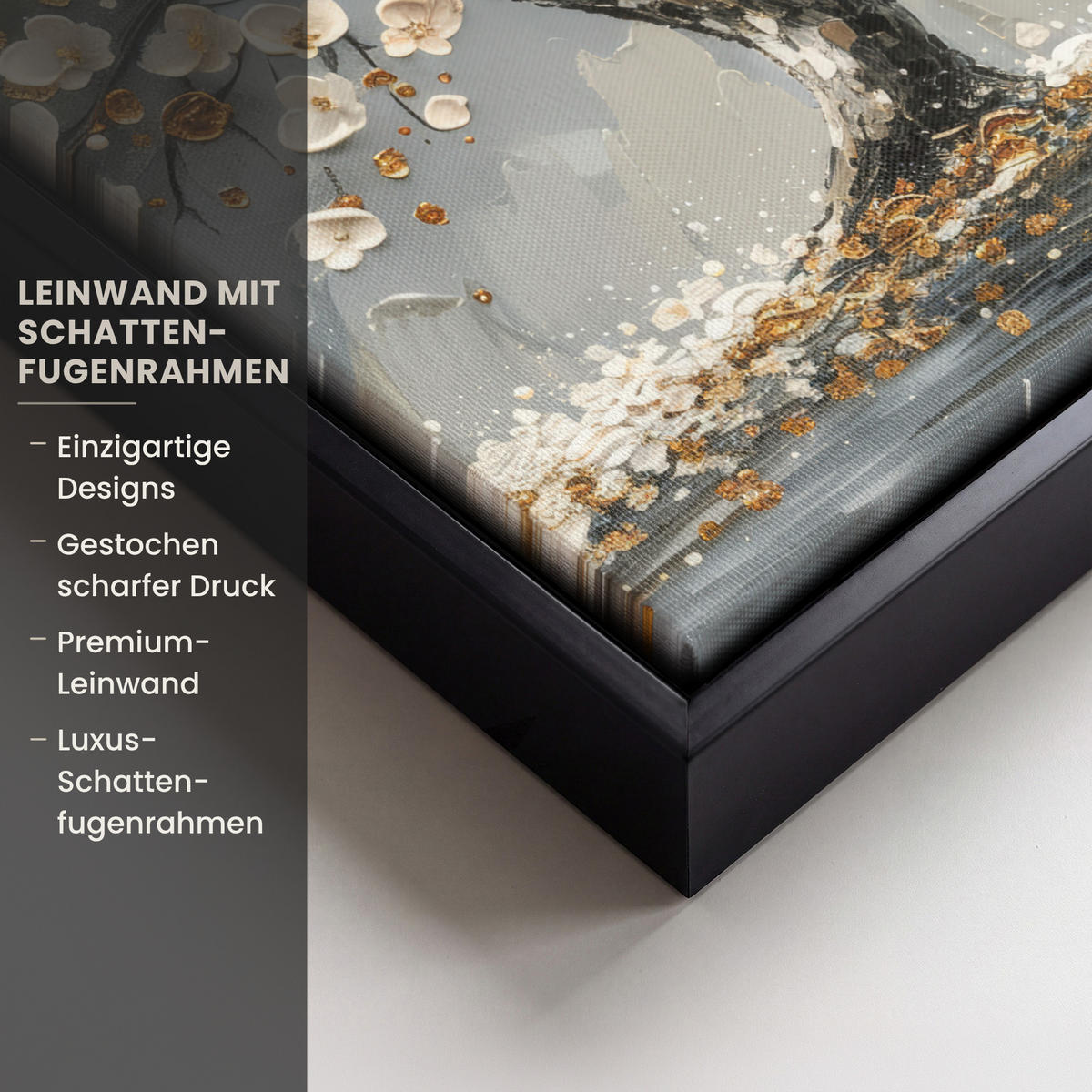 LEINWAND Bilder mit Rahmen - Baum - Blumen - Weiß - Natur - Kunst - 20x30 - Weiß, Textil (20/30cm) - MuchoWow