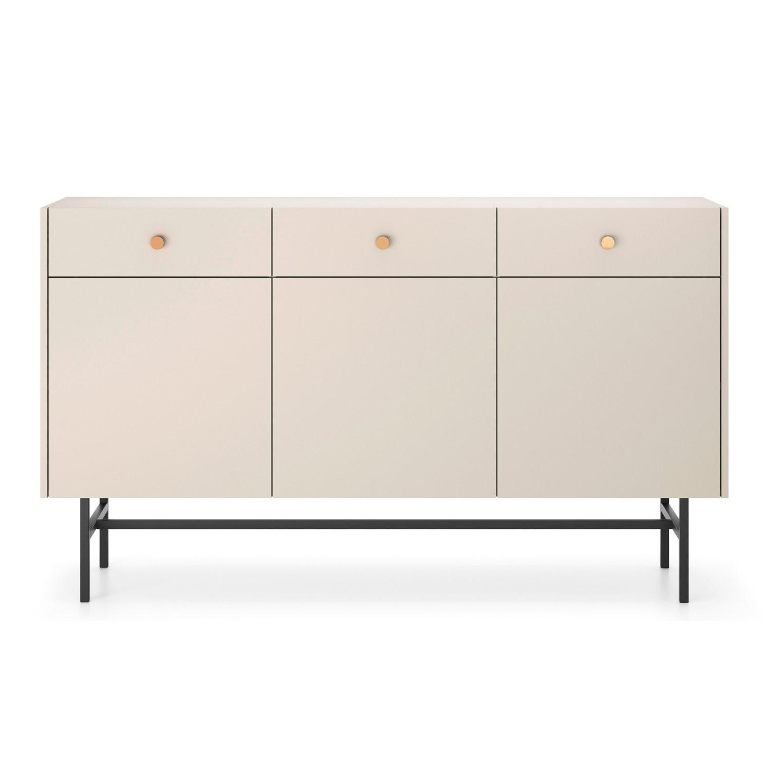 SIDEBOARD Divenos Greige 155 cm - Taupe/Goldfarben, Holzwerkstoff/Metall (155/89.4/39cm) - Selsey