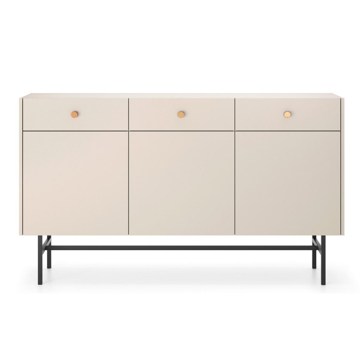 SIDEBOARD Divenos Greige 155 cm - Taupe/Goldfarben, Holzwerkstoff/Metall (155/89.4/39cm) - Selsey