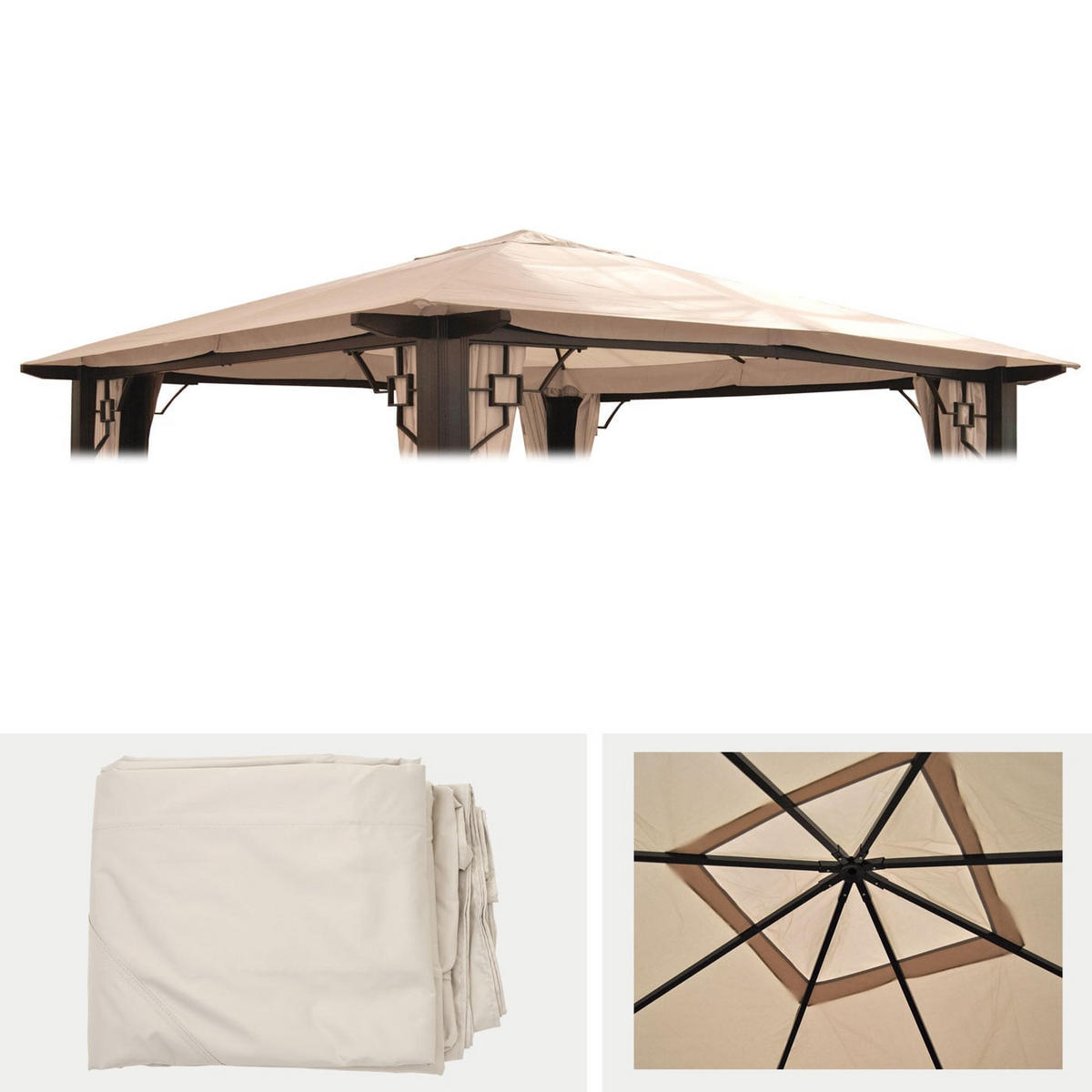 ERSATZDACH Pergola Mira 3,5x3,5m 335x335cm Creme - Creme, Textil (335/1/335cm) - BERLINLODGE