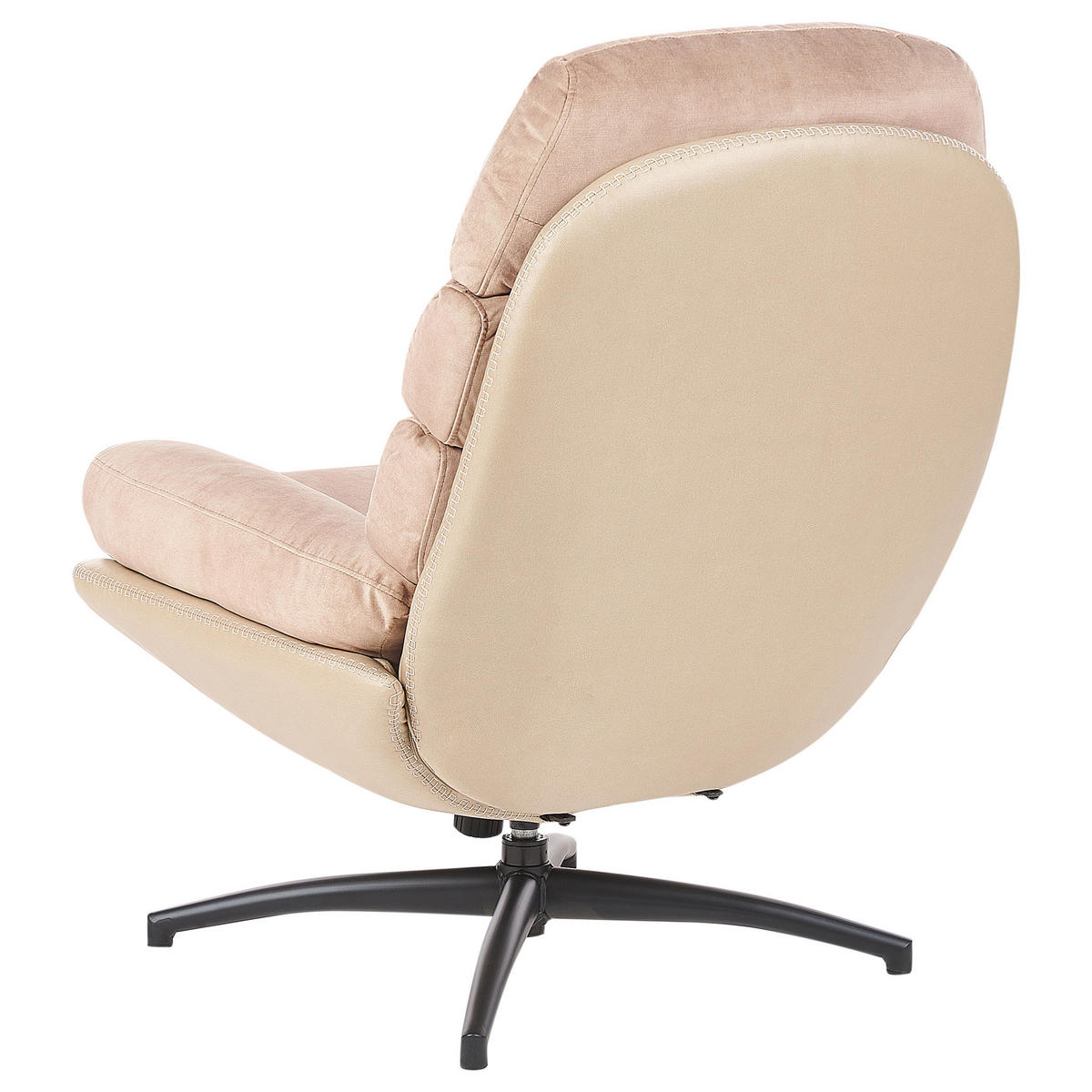 STUHL Samtstoff mit Fußhocker Sandbeige Eide - Beige/Schwarz, Textil (78/100/87cm) - Beliani