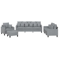 SOFAGARNITUR 4-TLG. Mit Kissen Hellgrau Stoff - Grau, Textil (50/41/60cm) - vidaXL