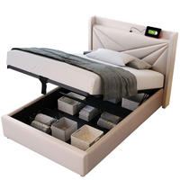 POLSTERBETT 90/200 cm Beige mit Bettkasten, Lattenrost und USB- und Type-C-Anschlüssen - Beige, Textil (90/200cm) - Flora Grace
