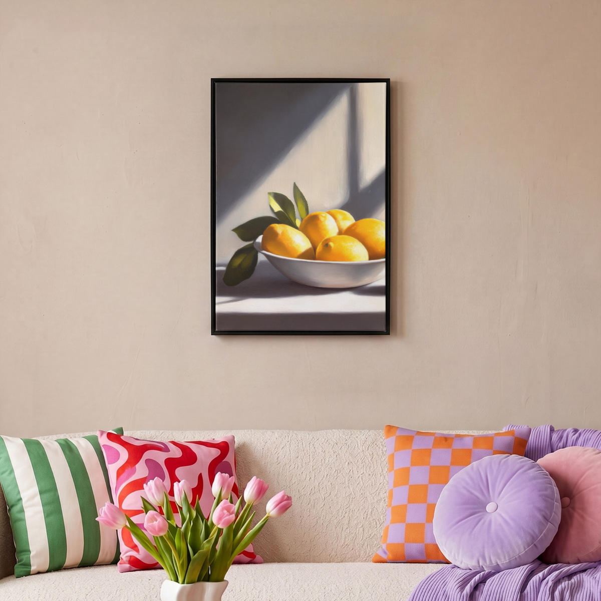 LEINWAND Bilder mit Rahmen - Zitronen - Stilleben - Gelb - 40x60 - Gelb, Textil (40/60cm) - MuchoWow