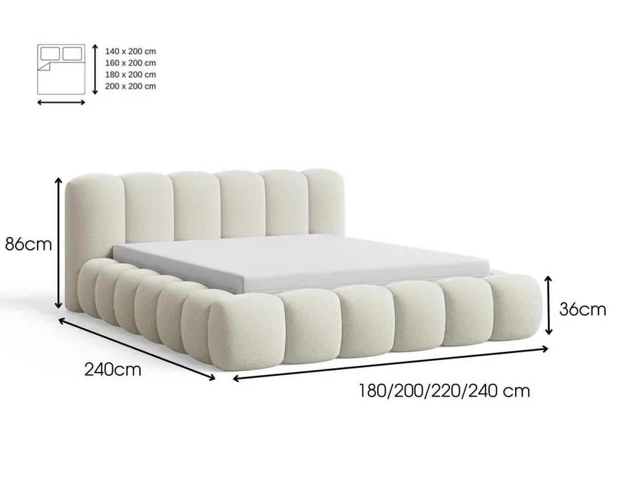 POLSTERBETT Stone 140x200 cm mit Bettkasten, Lattenrost und Kopfteil - Holzrahmen, Cord Beige - Beige, Holz (140/200cm) - Chilly