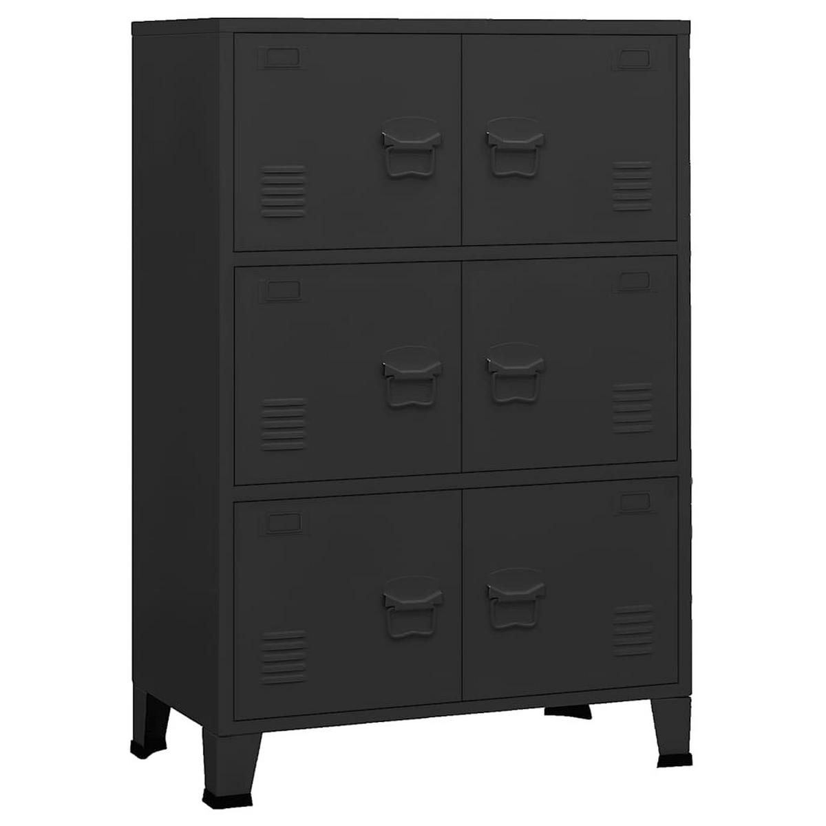 SIDEBOARD mit 6 Türen, 75/40/115 cm, aus Metall, in Schwarz, im Industriestil - Schwarz, Metall (75/115/40cm) - vidaXL