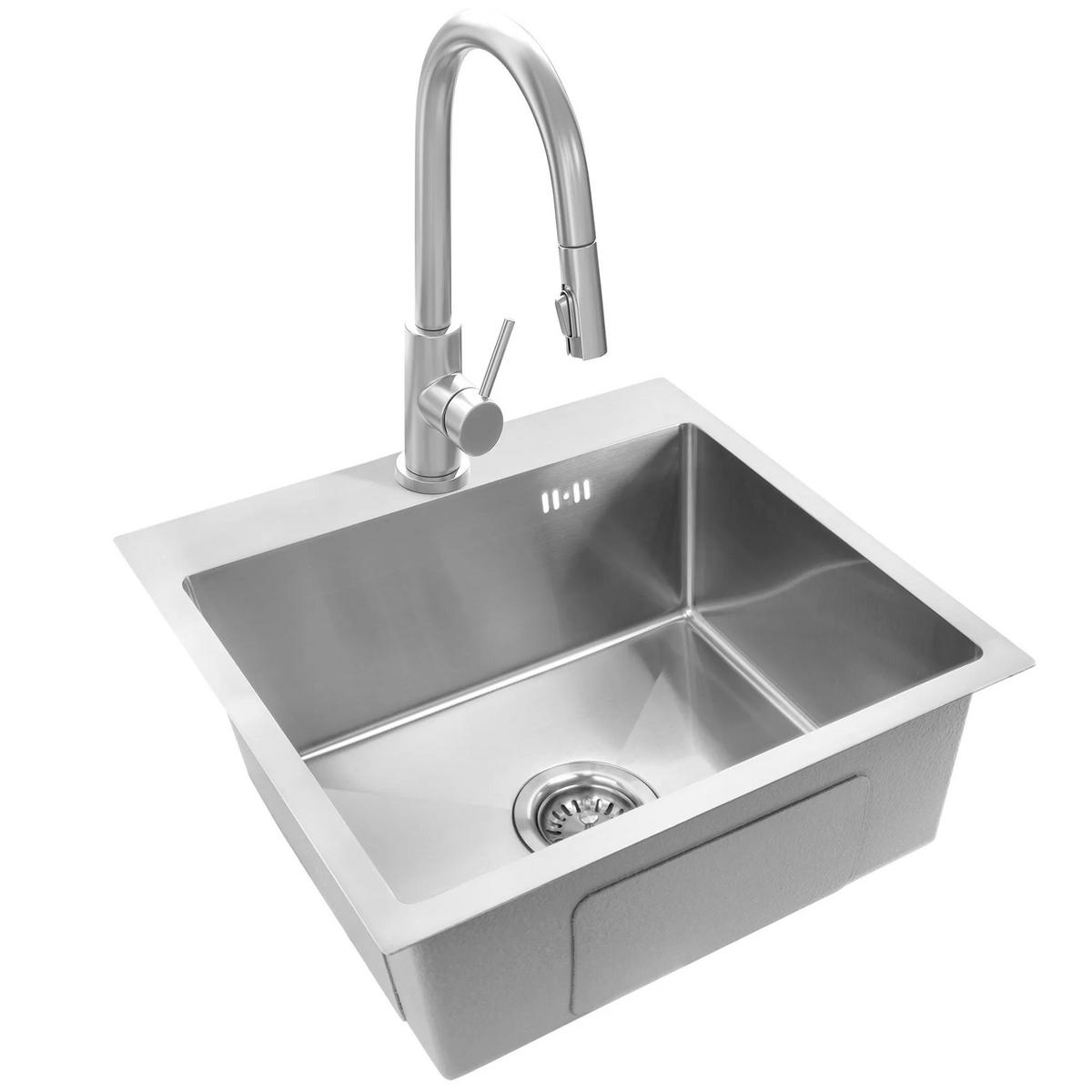 EDELSTAHLSPÜLE Rea Leo 50 Brush Nickel ohne Küchenarmatur - Nickelfarben, Metall (45/19/45cm) - REA
