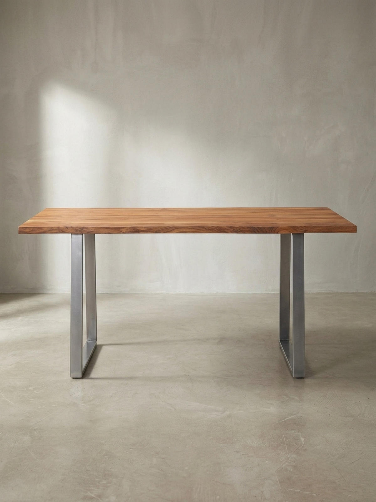 SCHREIBTISCH Massivholz Baumkante Chromgestell Handarbeit TARN, Goldbraun-Chrom 180x90x76 cm - Chromfarben/Braun, Holz/Metall (90/180/76cm) - KADIMA DESIGN