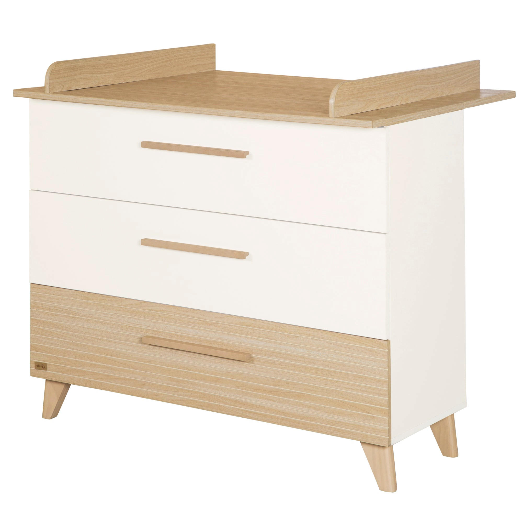 WICKELKOMMODE Theo - Eichefarben/Weiß, Holz/Holzwerkstoff (110/98/75cm) - Roba