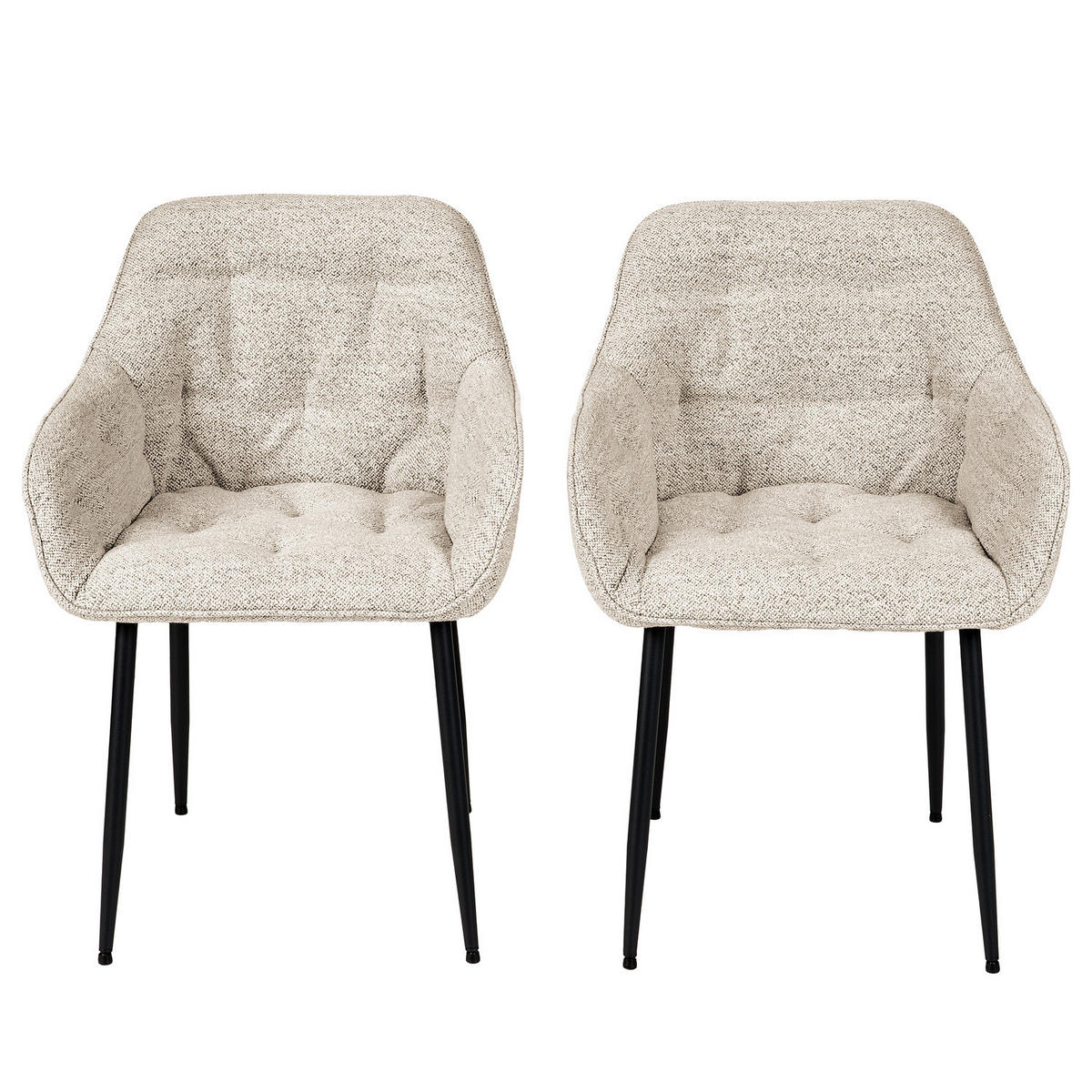 ARMLEHNENSTUHL - 2er-Set - Beige, Textil/Metall (58/83/55cm) - home24