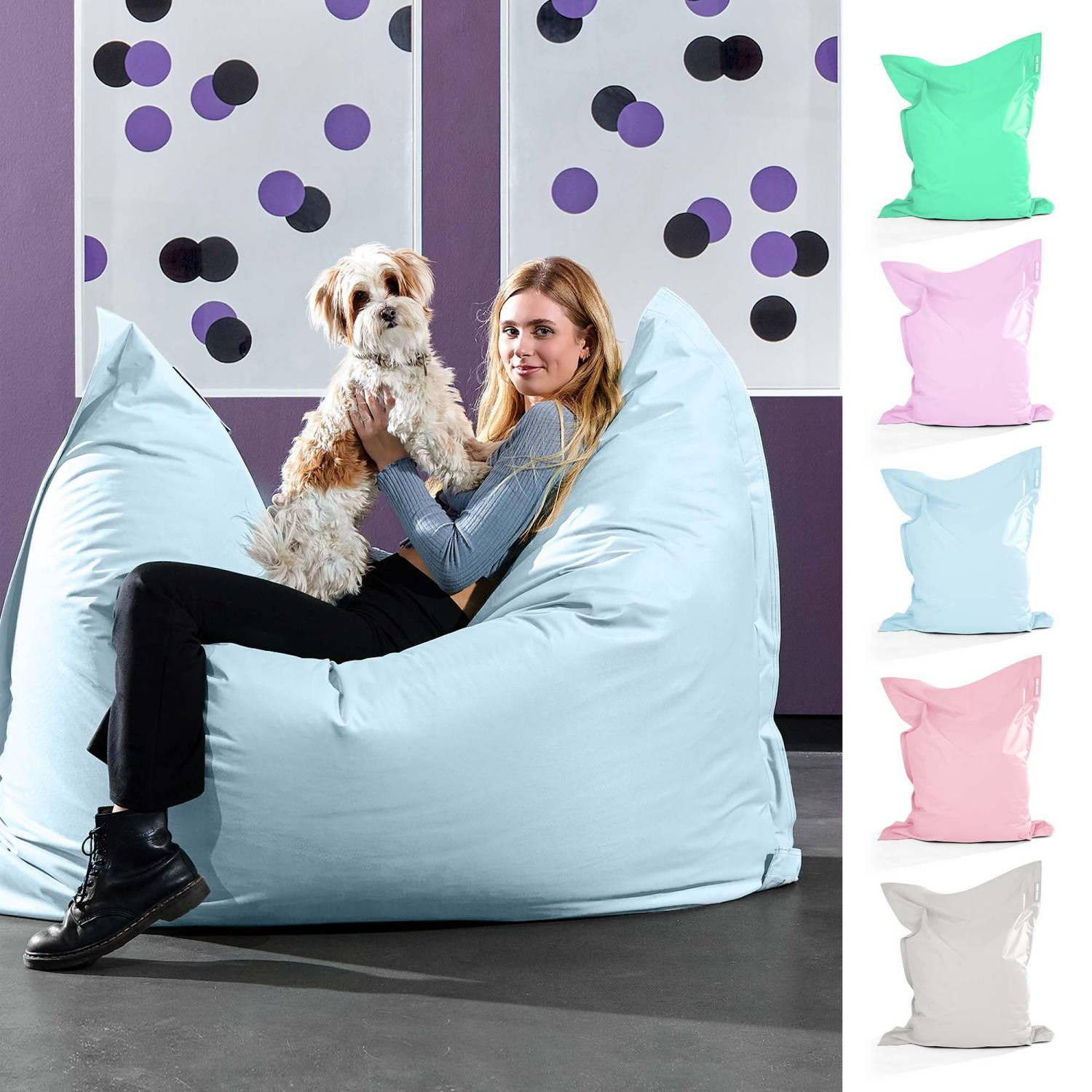 SITZSACK XXL "Square" 140x180cm - 380 L - Blaugrau, Textil (140/25/180cm) - Green Bean