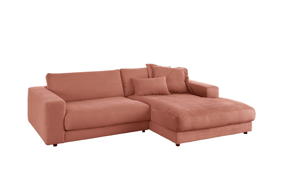 ECKSOFA MADELINE Braun Cord - Dunkelbraun/Schwarz, Kunststoff/Textil (270/190cm) - KAWOLA