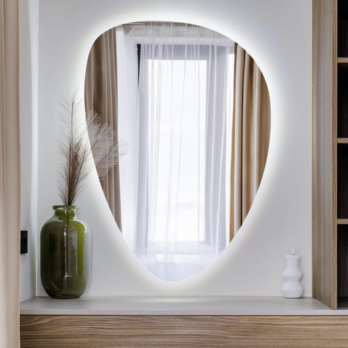 LED ZRCADLO 57x80 cm asymetrické 6000K - modrá, sklo (57/80/0.4cm) - TULUP