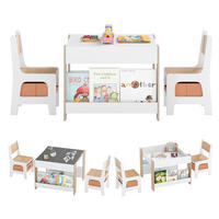 KINDERTISCH mit Stuhl natur(3-tlg) - Naturfarben, Holzwerkstoff (61.5/48/61.5cm) - COSTWAY