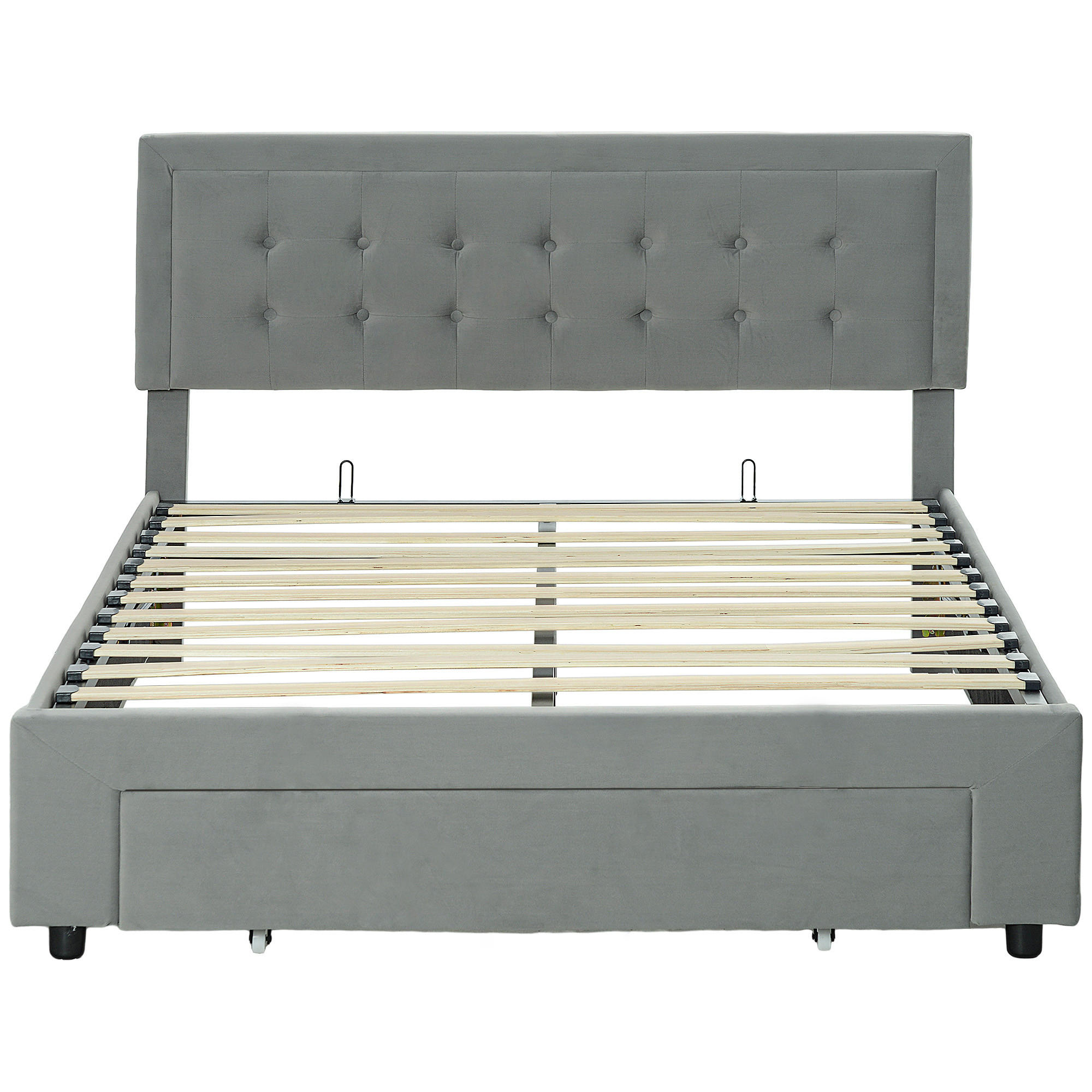BETT 140x200 cm DE-14569 mit Stauraum & verstellbarem Kopfteil Grau - Hellgrau, Holzwerkstoff (140/200cm) - ComfortXL