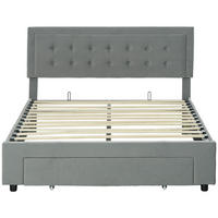 BETT 140x200 cm DE-14569 mit Stauraum & verstellbarem Kopfteil Grau - Hellgrau, Holzwerkstoff (140/200cm) - ComfortXL