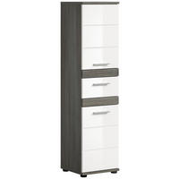 STANDSCHRANK Blake Bad in Rauchsilber Nachbildung und weiß hochglanz B/H/T: 35x137x31 cm - Anthrazit, Holz (35/137/31cm)