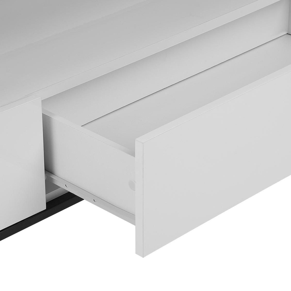 TV OMARICA LED bela/črna Sydney - črna/bela, leseni material (150/52/42cm) - Beliani