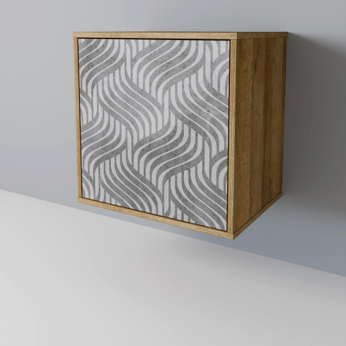 SIDEBOARD CONCRETE MOVEMENT, Eichefarben, 57,5x42x77,5 cm, Schräge Buchenholzfüße - Eichefarben/Buchefarben, Holzwerkstoff/Buchenholz (57.5/77.5/42cm) - SpaceRebels