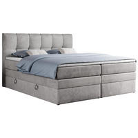 BOXSPRINGBETT ALVIN KING 120/200 Hellgrau Velvet - H3 - Hellgrau, Holz/Textil (120/200cm) - MKS