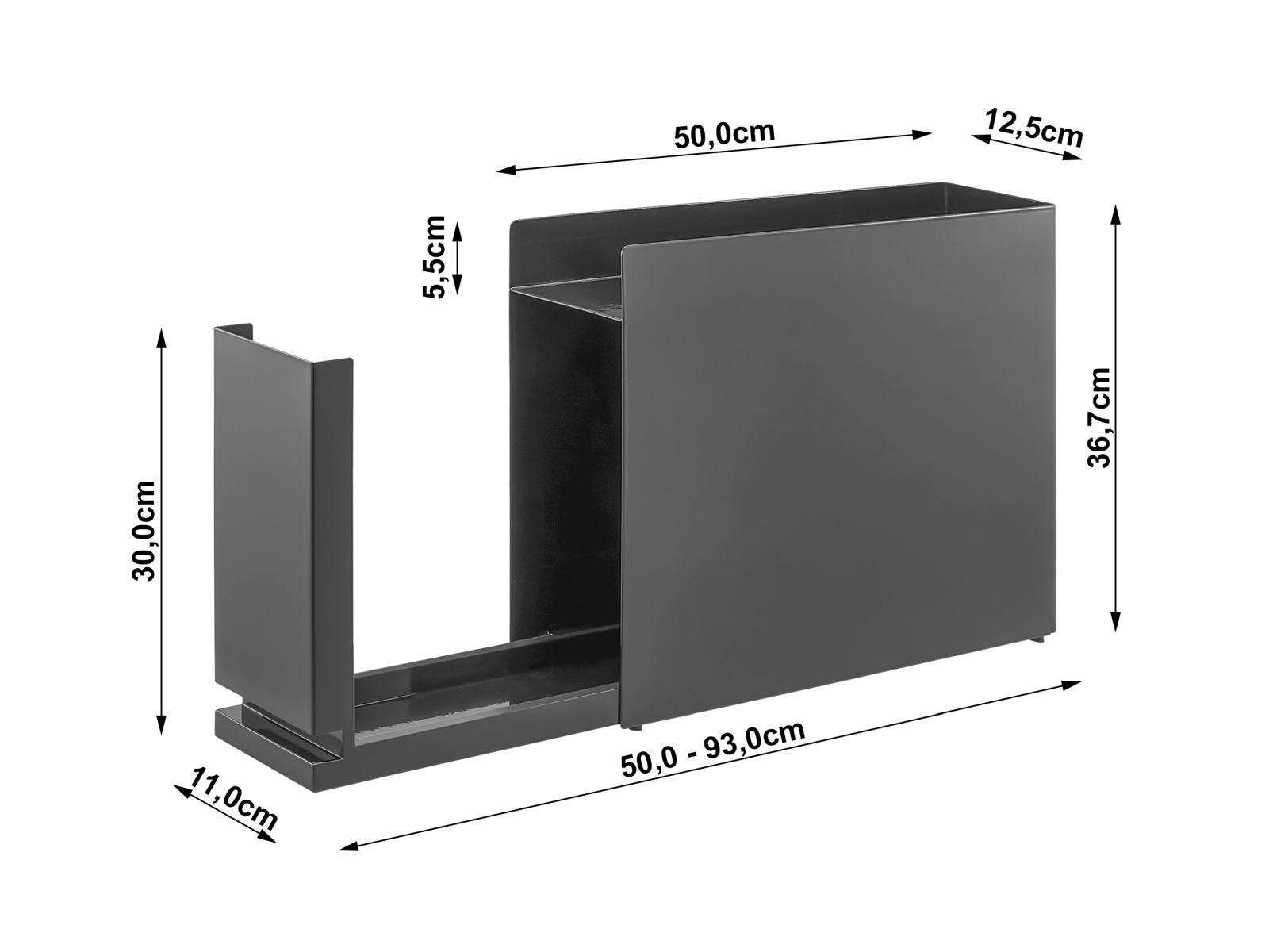 GEWÜRZREGAL Tower schwarz mit 1 Schublade 12/37/50 cm - Schwarz, Metall (12/37/50cm) - Yamazaki