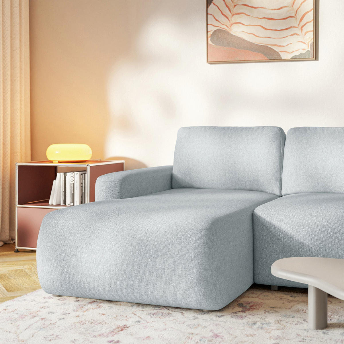 ECKSOFA Carnos Mini Grau Chenille - Schwarz/Grau, Kunststoff/Textil (238/164cm) - Selsey