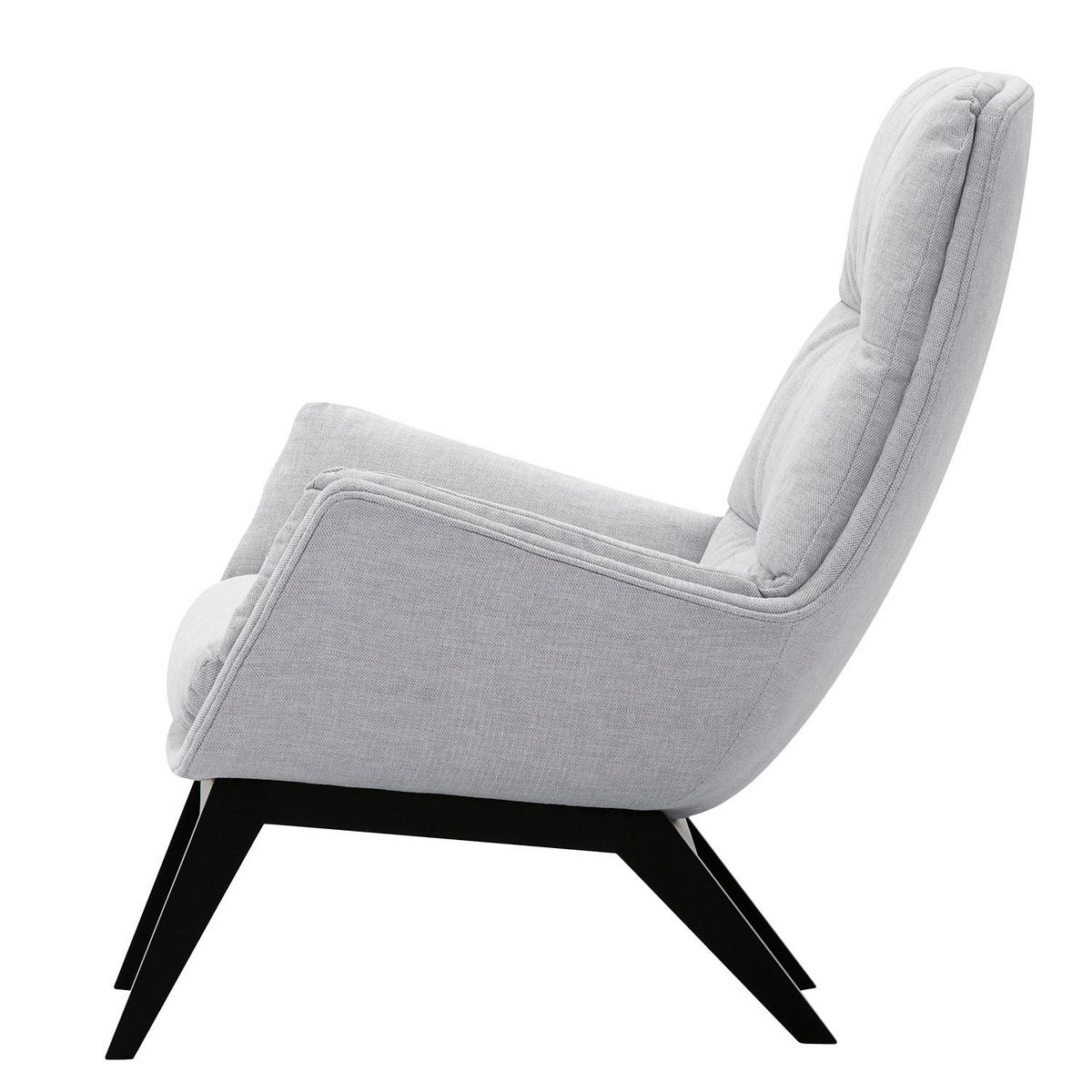 SESSEL mit Holzfüßen - Hellgrau/Schwarz, Eichenholz/Textil (83/95/97cm) - home24