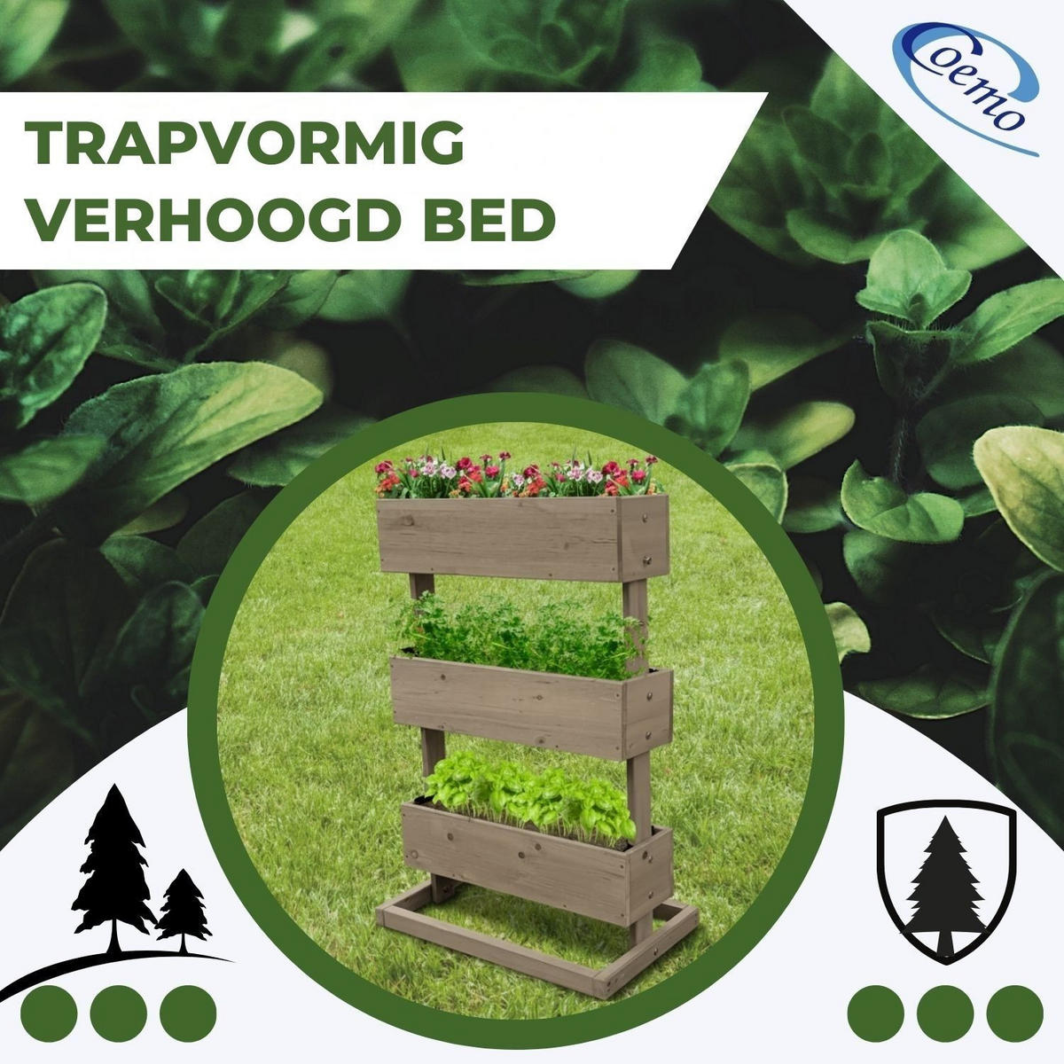 HOCHBEET 3 Etagen Holz Grau 75/30/75 cm - Grau, Holz (30/75/75cm) - Coemo