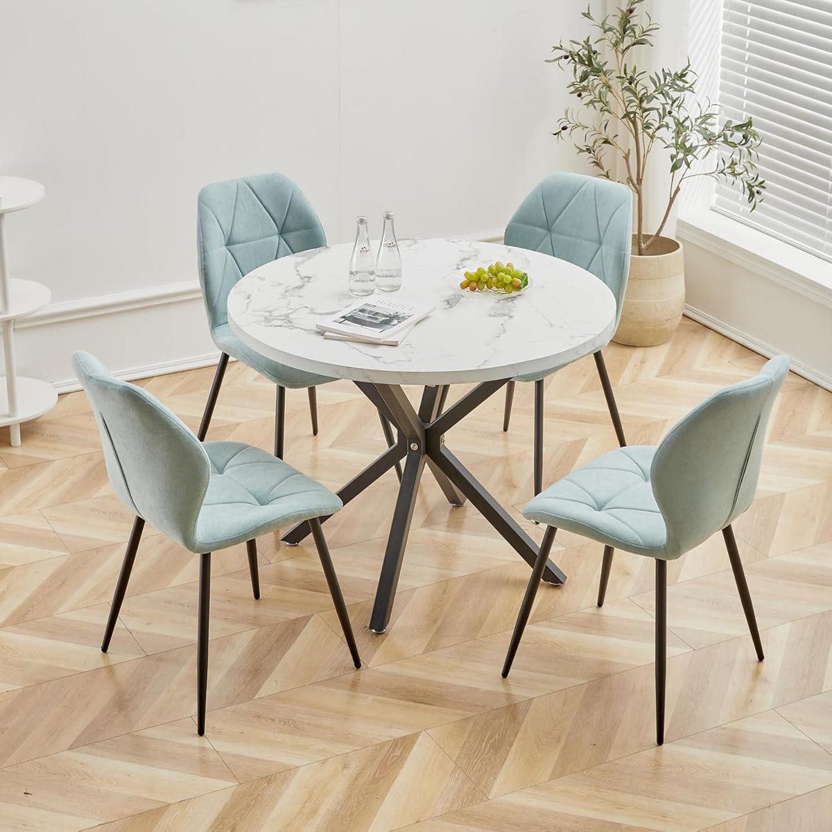 ESSZIMMERSTÜHLE 4er-Set Stoff Mintgrün - Hellgrün, Textil (43/86/47.5cm)