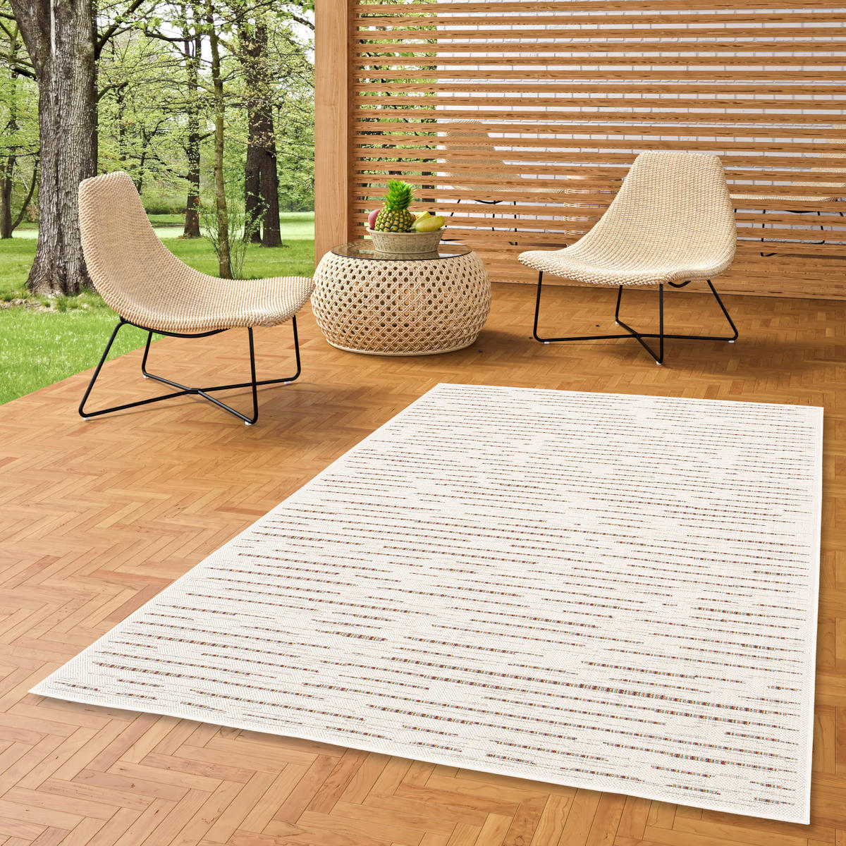 IN & OUTDOOR TEPPICH FLACHGEWEBE CAMPUS STRIPES - Beige, Textil (80/150cm) - Pergamon