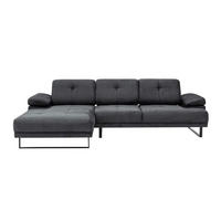ECKSOFA mit verstellbarer Rückenlehne - Anthrazit/Schwarz, Textil/Metall (314/174cm) - myHomelando