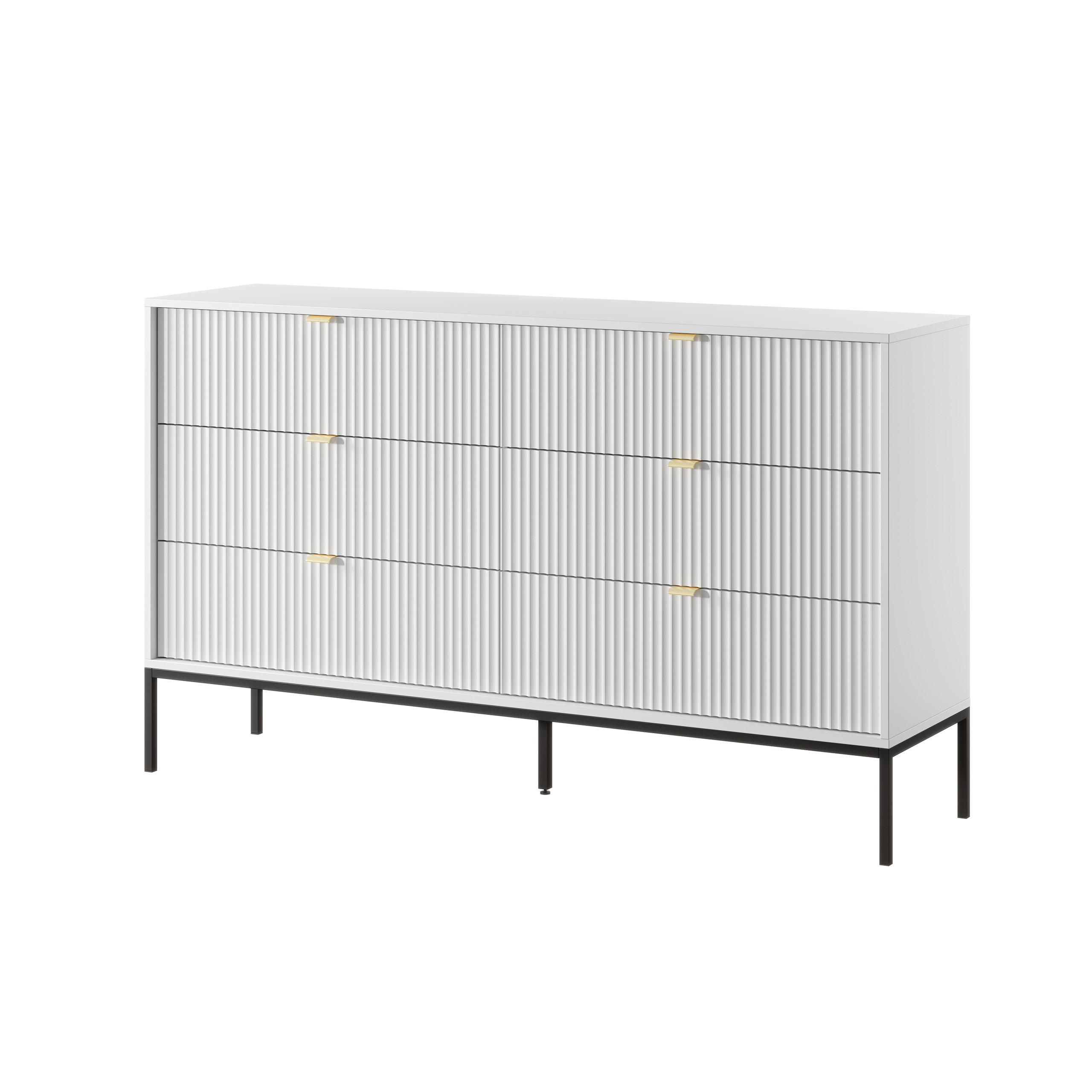 SIDEBOARD STELLARE 154/91/39 cm mit 6 Schubladen Weiß - Weiß, Holzwerkstoff (154/91/39cm) - MASSENO