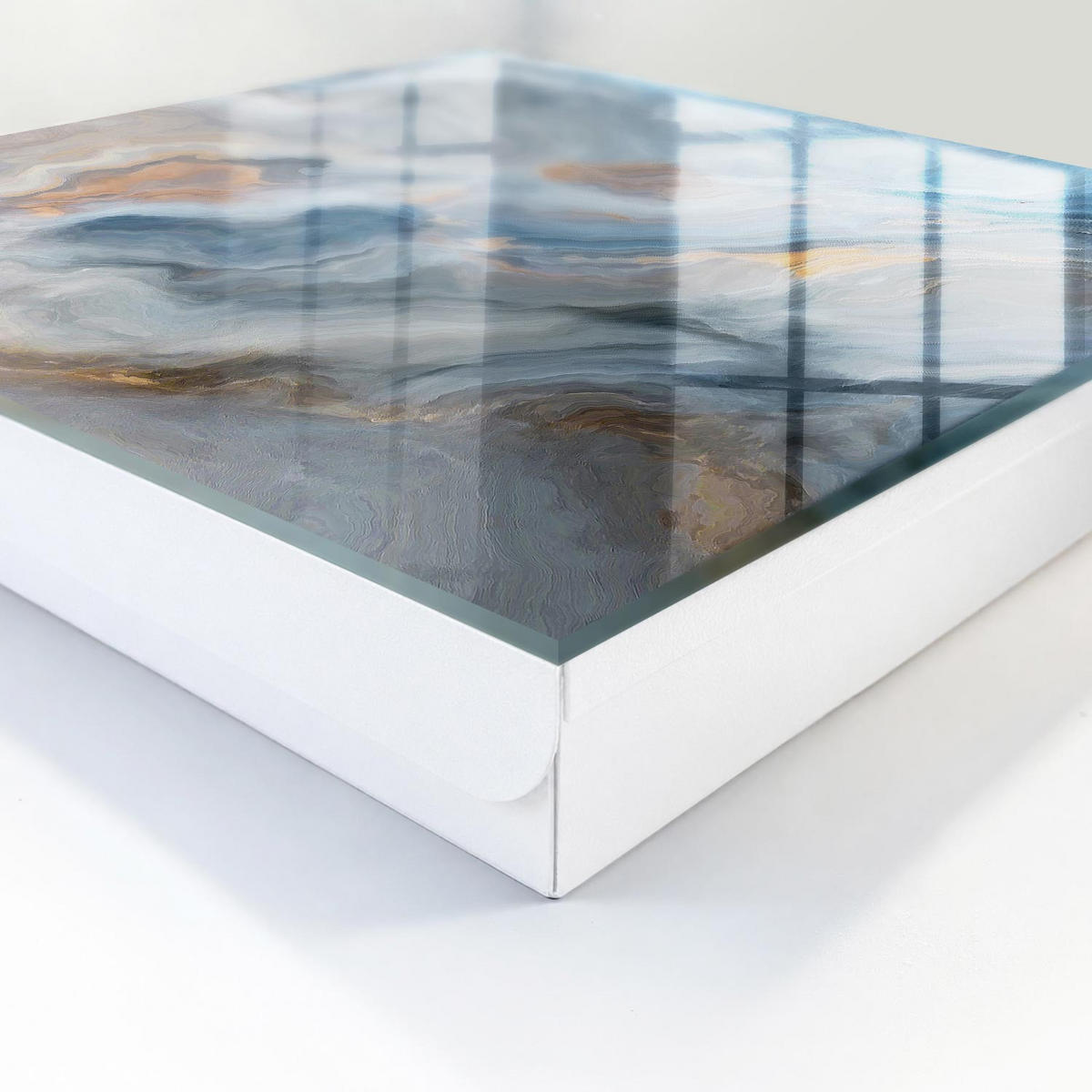 SCHLÜSSELBOX Weiß 30x30 cm – Türöffnung nach rechts - Verträumte Abstraktion - Grau, Metall (30/30/5cm) - TULUP